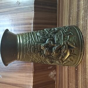 Vintage metal vase pitcher embossed made in England pub ale